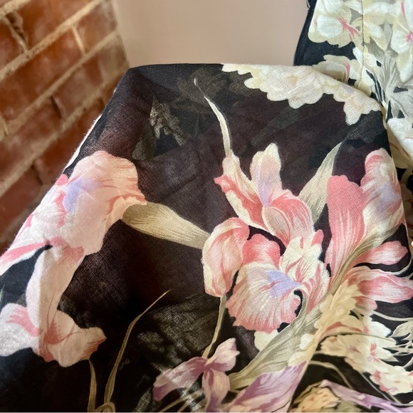 Vintage Floral Sheer Black Maxi Dress -Size 12 -DR08 - Picture 6 of 11